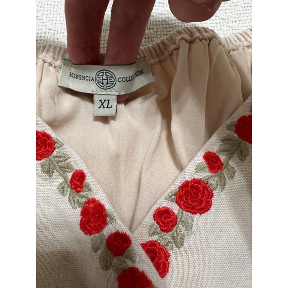 Herencia Collection Top Womens S Cream Embroidered Rosalinda Crop Square Neck XL - Picture 4 of 10